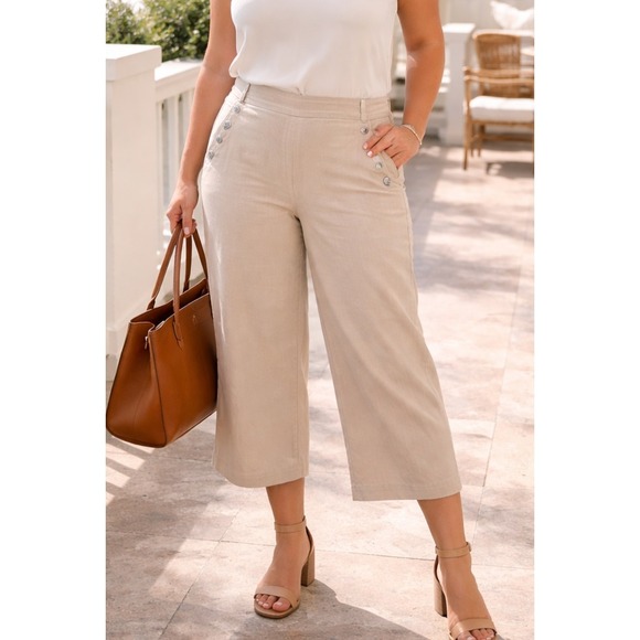 Chico's Pants - NWT Chicos Womens Coastal Classic Pull On Wide Leg Crop Pants 16 P Resortwear
